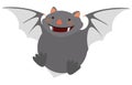 Isolated Chubby and Cute Bat Flying with Gray Fur, Vector Illustration