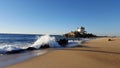 an isolated church the beach in portugal porto