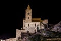 Isolated church by night near the sea/ Saint Peter church/ Portovenere/ La Spezia, Italy. Royalty Free Stock Photo