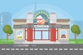 Isolated cinema building. Royalty Free Stock Photo