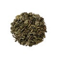 Isolated circle shaped green tea leaves