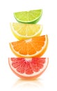 Isolated citrus fruits wedges