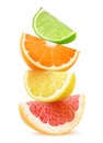 Isolated citrus slices in a stack Royalty Free Stock Photo
