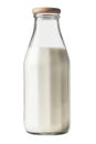 Isolated classic glass milk bottle full of milk