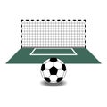 Isolated classic goal and ball on soccer field Royalty Free Stock Photo