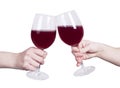 Isolated Clinking Red Wine Glasses Hands Royalty Free Stock Photo
