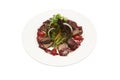 Isolated and clipping path of smoked duck breast salad. Royalty Free Stock Photo