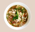 Isolated clipping path Spicy fish soup in blow with ingredient vegetable or tomyam Royalty Free Stock Photo