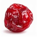 Isolated Close Up of a Bright Red Dried Cranberry with Wrinkled Surface on White Royalty Free Stock Photo