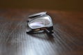 Isolated Close-up Glasses on brown table