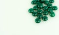 Isolated close up of green pills with copy space Royalty Free Stock Photo
