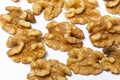 Isolated Close up, macrophotography, of Walnuts nuts on white background. Royalty Free Stock Photo