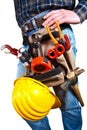 Isolated Close-up of worker with tools