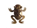 Isolated closeup brass art deco vintage frog