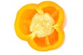 Isolated closeup inside of an orange bell pepper Royalty Free Stock Photo