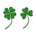 Isolated clovers with four and three leaves. green shamrock illustration