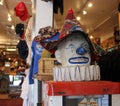 Isolated clown head displayed in a store, with a slightly off-center composition