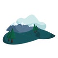 Isolated cold natural landscape with hills and trees Vector