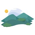 Isolated cold natural landscape with hills and trees Vector