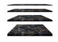 Isolated collection empty top of perspective luxury white black orange granite marble shelves on white background Royalty Free Stock Photo