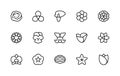 Isolated collection linear icons of flowers. Vector icons of flowers on white background. Royalty Free Stock Photo