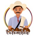 Isolated Colombian coffee farmer cartoon Colombia Vector