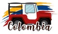 Isolated colombian farmer jeep Colombia Vector