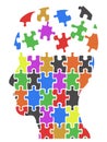 Color head puzzle pieces background