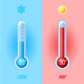 Isolated color logo thermometer icons on background. Vector weather infographics Royalty Free Stock Photo