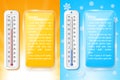 Isolated color set of thermometer icons on white background. Vector weather infographics Royalty Free Stock Photo