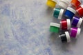 Isolated colored acrylic paints in the plastic bottles Royalty Free Stock Photo