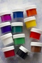 Isolated colored acrylic paints in the plastic bottles Royalty Free Stock Photo