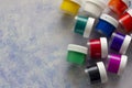 Isolated colored acrylic paints in the plastic bottles Royalty Free Stock Photo