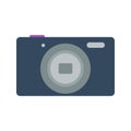 Isolated colored black compact digital camera on white background. Flat design icon. Royalty Free Stock Photo
