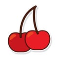 Isolated colored cherry sticker icon Vector