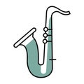 Isolated colored children sketch of saxophone icon Vector Royalty Free Stock Photo