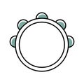 Isolated colored children sketch of tambourine icon Vector