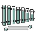 Isolated colored children sketch of xylophone icon Vector