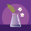 Isolated colored crystal vase with flowers icon Vector