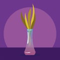 Isolated colored crystal vase with leaves icon Vector