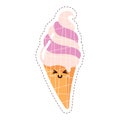 Isolated colored cute happy ice cream emoji sticker Vector