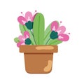 Isolated colored cute indoor flower icon Vector