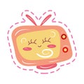 Isolated colored cute television sketch emoji icon Vector