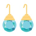 Isolated colored earring icon with gemstones Vector