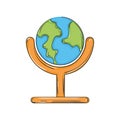Isolated colored earth globe School supply sketch icon Vector