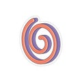 Isolated colored groovy spiral symbol sticker icon Vector