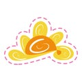 Isolated colored groovy sun sketch sticker icon Vector Royalty Free Stock Photo