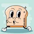 Isolated colored happy slice of bread traditional cartoon character Vector Royalty Free Stock Photo