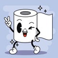 Isolated colored happy toilet paper traditional cartoon character Vector