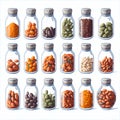 seed, mung bean, soy bean in bottle isolated over white, clipart, graphic design, Dry seed